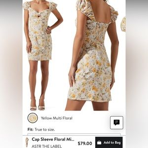 Astr the label cap sleeve mini dress - yellow floral